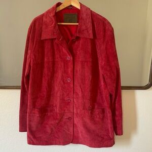 Vintage St John’s Bay Red Suede Button Down Jacket, Size XL
